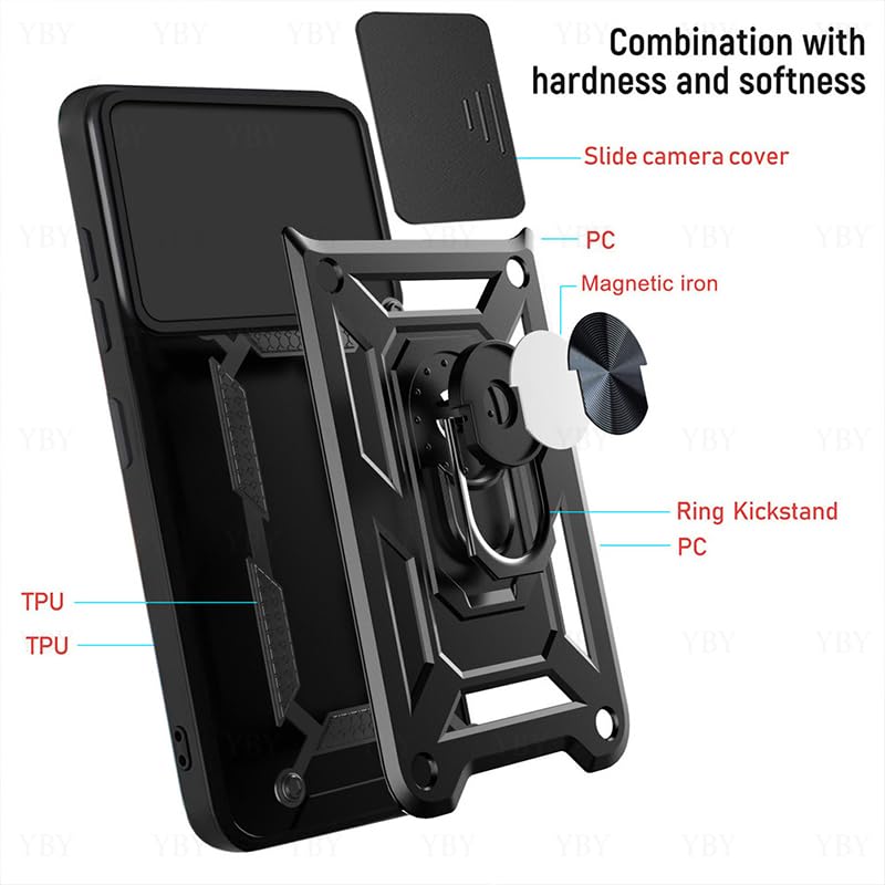 Husa pentru Oppo Reno 13 Pro Ring Armor Kickstand Tough Rugged Cover cu protectie camera Negru