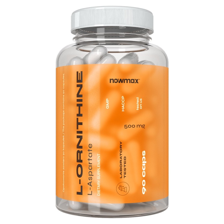Supliment alimentar L-Ornitina 90 capsule, suport pentru sistemul nervos si ficat, imbunatateste conditia