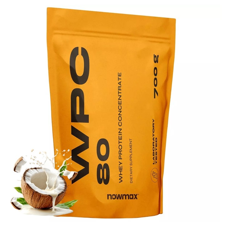 Proteine WPC 80, 700 g, cocos, set de 23 portii