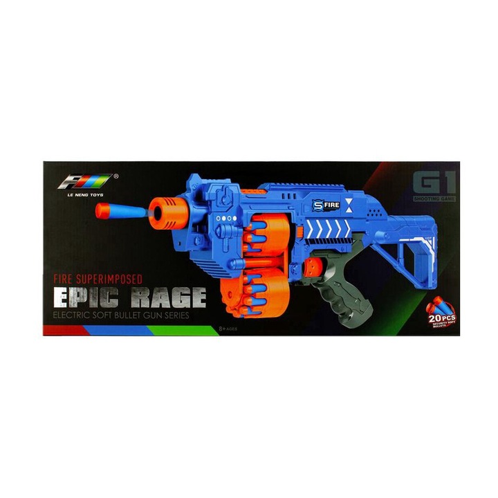 Pistol de jucarie Mega Creative, 20 sageti din spuma, 56x23x7cm