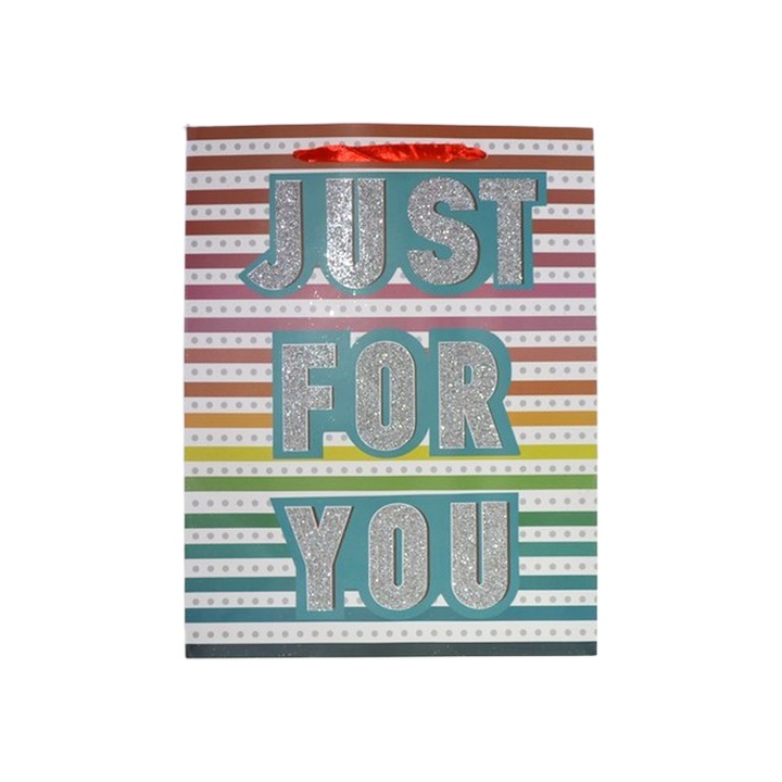 Punga pentru cadouri din hartie groasa cu manere din snur, 32 x 25 x 11 cm, Midex 210225-10, Multicolor