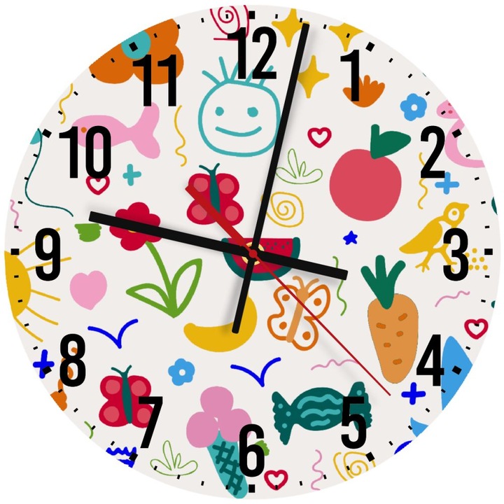 Ceas de perete din lemn 30cm, mecanism quartz, montare pe perete, culoare naturala