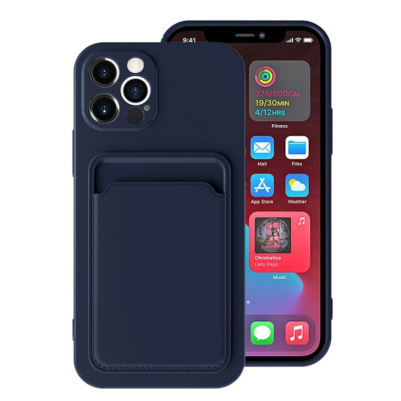 Husa protectie cu suport card compatibila cu Samsung Galaxy A02S Albastru inchis