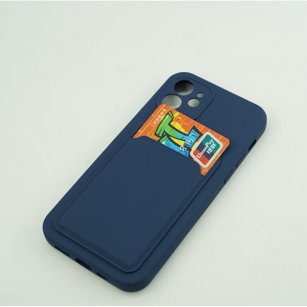 Husa protectie cu suport card compatibila cu Samsung Galaxy A02S Albastru inchis