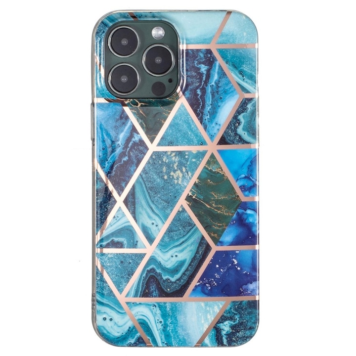Flippy védőburkolat kompatibilis a Huawei P40 Lite 5G / Nova 7 SE Soft IMD TPU Marble Geometric Blue telefonnal