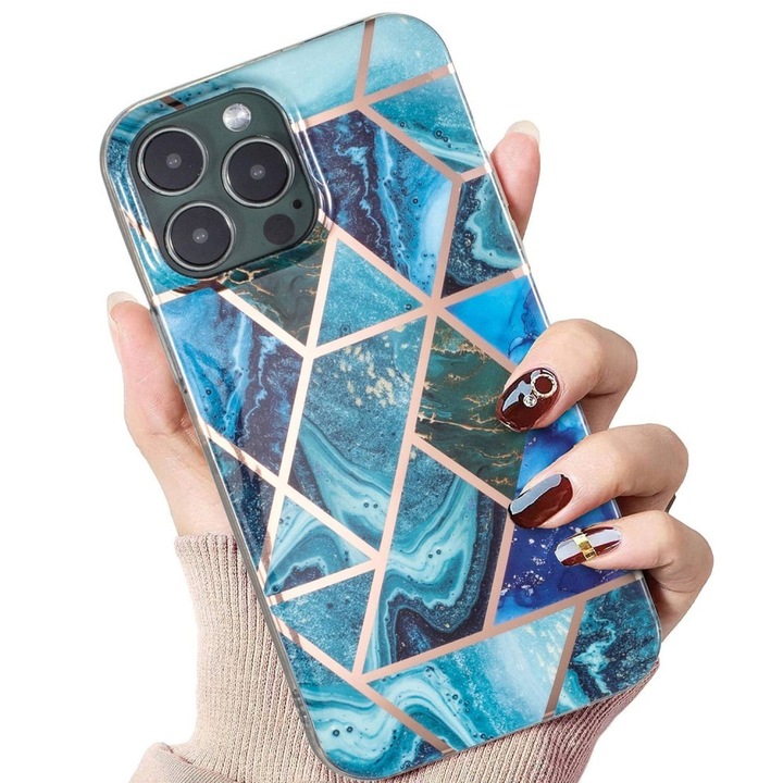 Original - Husa protectie pentru Huawei P Smart Z Soft IMD TPU Marble Geometric Albastru