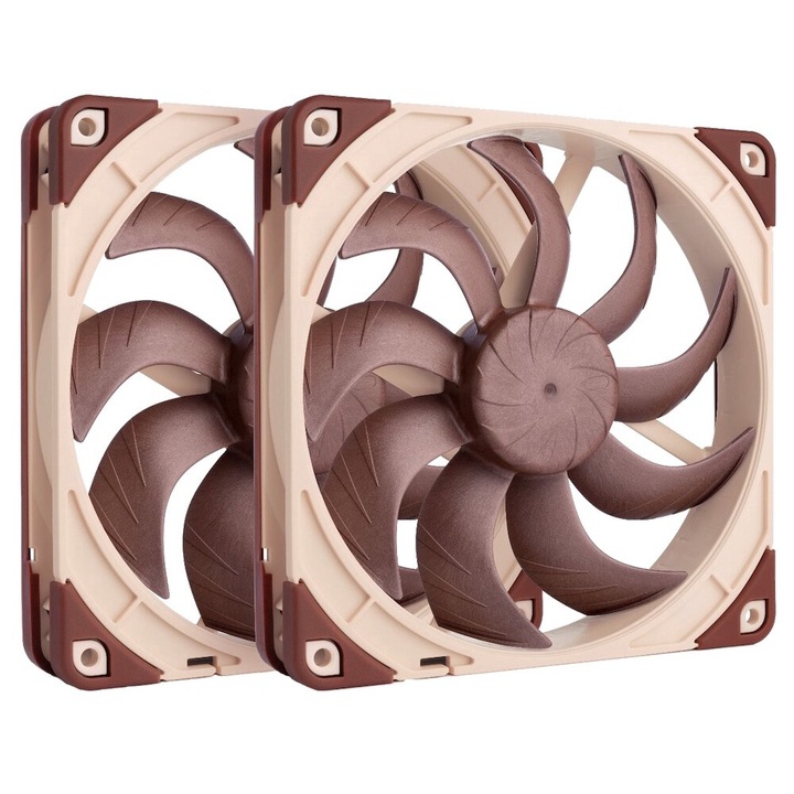 Kit 2 ventilatoare Noctua NF-A14x25 G2 PWM Sx2-PP, bej, cadru patrat, 140 mm