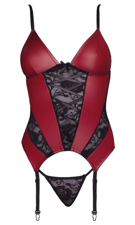 Lenjerie sexy, Cottelli, Rosu/Negru, Poliamida/Elastan, XL INTL