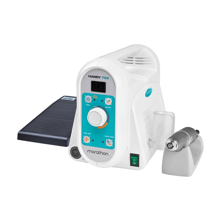 Електрическа пила за нокти Saeyang Marathon Handy 700, 100 W, 50 000 rpm, със система за намаляване на шума, комплект 2 в 1