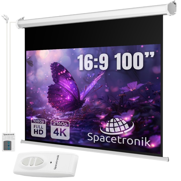 Ecran proiectie electric 100", Spacetronik, 16:9, montare pe perete sau tavan