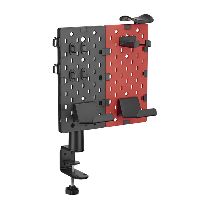 Suport articole birou Spacetronik SPB150R, modular, rotire 180°, rosu-negru