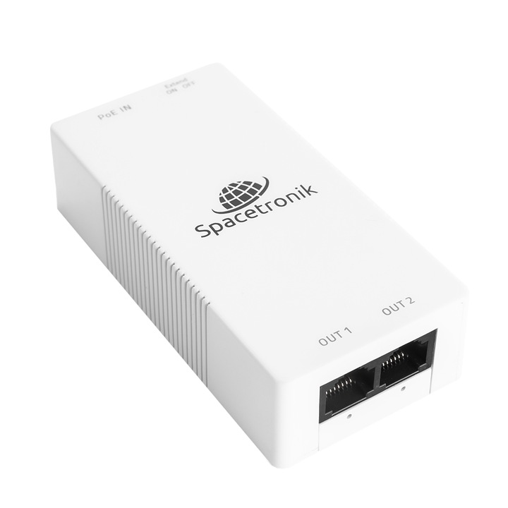 Spacetronik SP-EPOEF21 PoE Ethernet Extender, 100Mbps, 250m, 4KV защита от пренапрежение