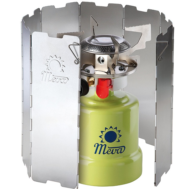 Oglinda de protectie impotriva vantului pentru aragaz camping, MEVA, aluminiu, 215x660mm, set complet