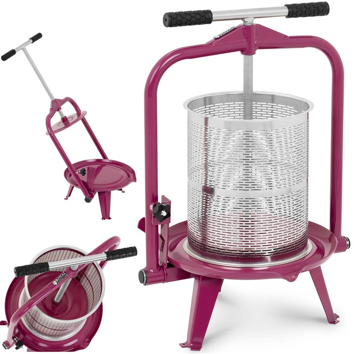 Преса за плодове Royal Catering RCWP-14LM, 14л, от неръждаема стомана, размери 43x37x90см, пълен комплект