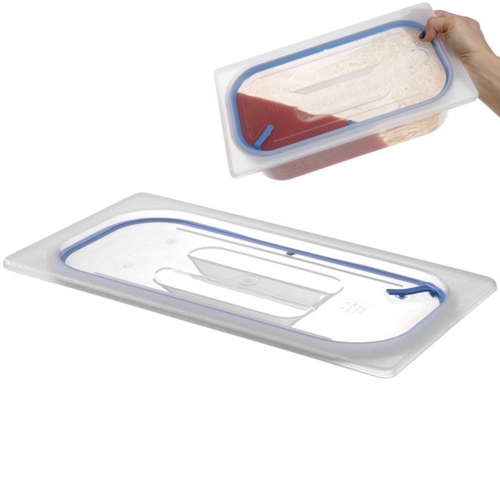 Capac GN 1/6 cu sigiliu din silicon, Hendi, polipropilena, 176x162mm