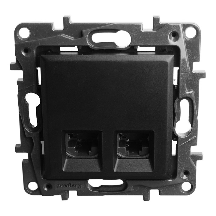 Gniazdo computer dublu RJ45 6 FTP, Legrand, negru, montaj standard