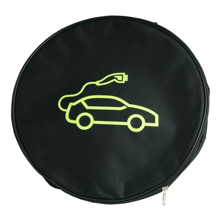 Geanta pentru cablu de incarcare auto electric, Doktorvolt, neagra, 36x36x9,5cm, material Oxford, cu maner antiderapant.