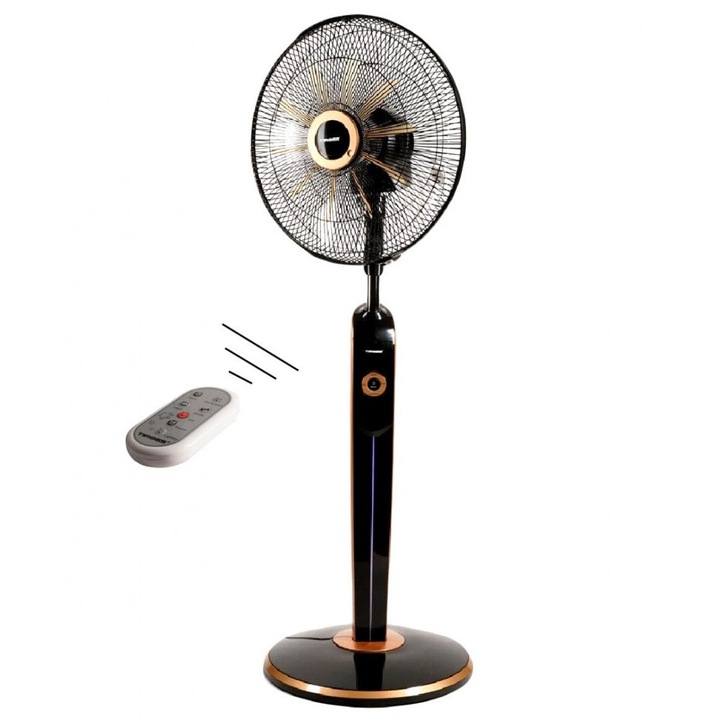 Вентилатор за стойка с дистанционно, 44см, 75W, 3 режима на работа, 6 скорости, таймер 15 часа, TIROSS