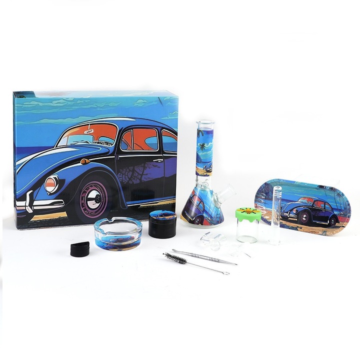 Set Bongo din sticla, 9 produse, 20cm, 250g, multicolor