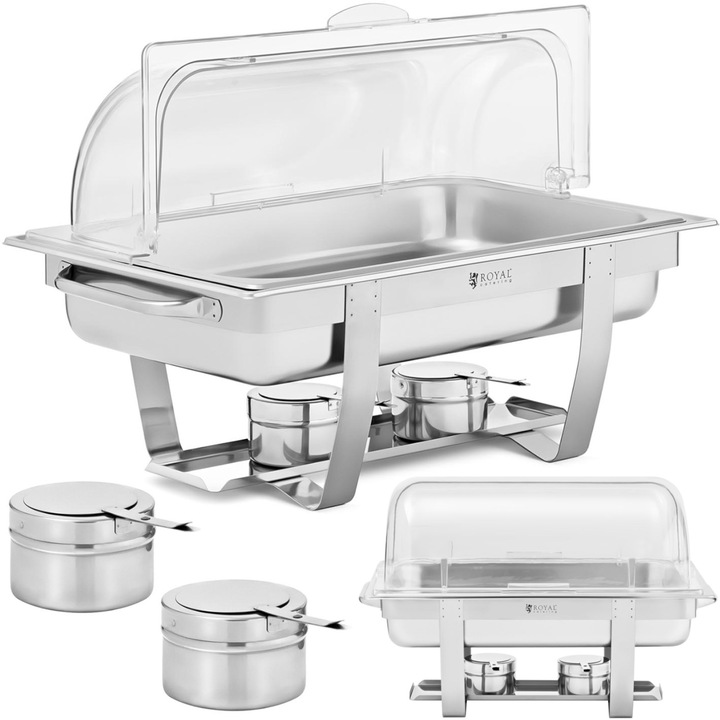 Затопляща за храна Royal Catering, модел RCCD-RT3_9L, 8.5 л, неръждаема стомана, GN 1/1, комплект от 2 контейнера за паста