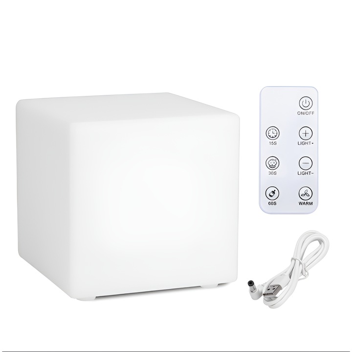 Kocka alakú LED lámpa, modern dizájn, 43x43x43cm, energiatakarékos, állítható világítás