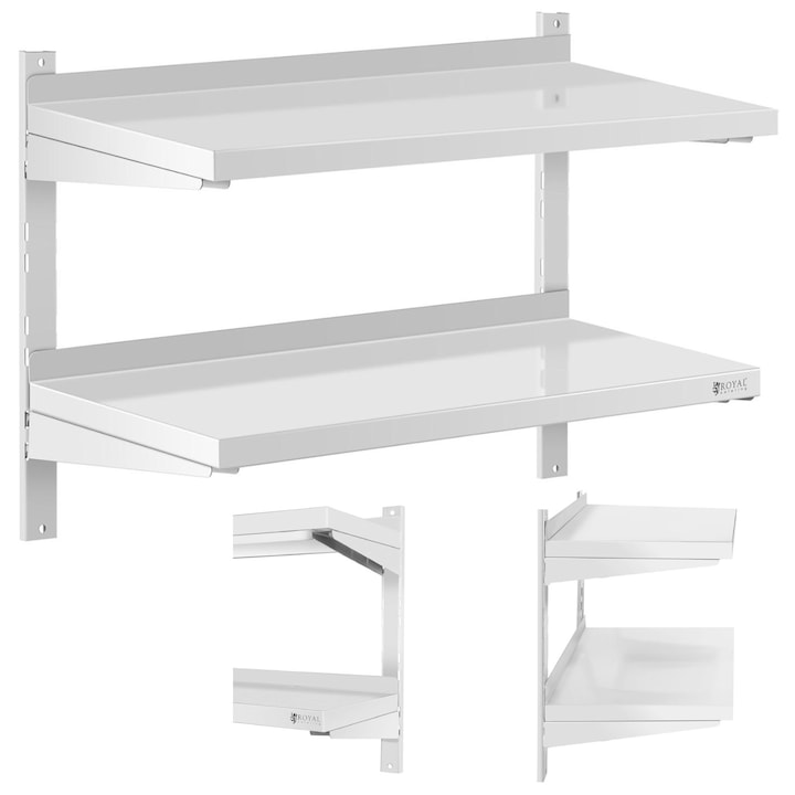 Vendéglátó falipolc, dupla, állítható, ACÉL, 80 x 40 cm