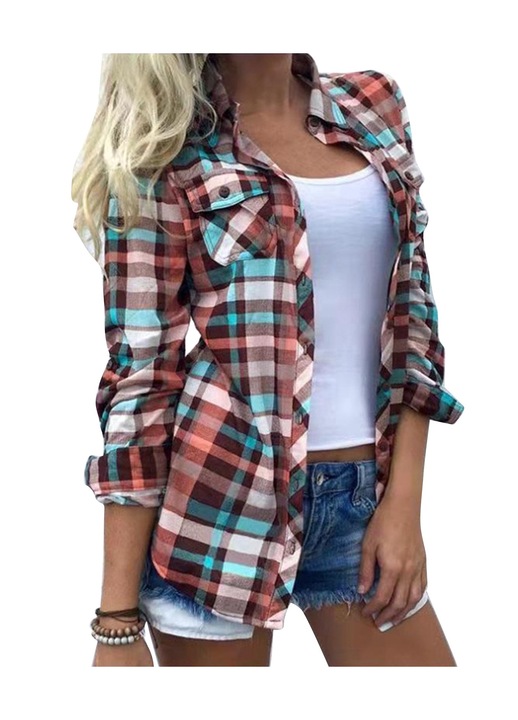 Noi kockas ing, mellzseb, polieszter, Többszínű