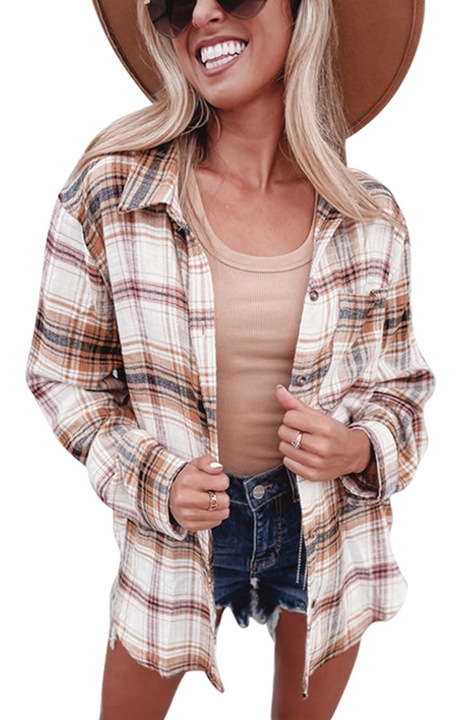 Hosszú ujjú ing, kockás nyomtatás, hajtóka, zseb, poliészter