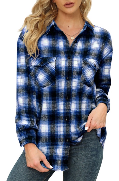 Дамска риза, карирана щампа, полиестер, многоцветна