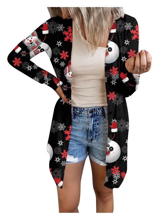 Női alkalmi ing, pamut/poliészter, karácsonyi mintás, többszínű