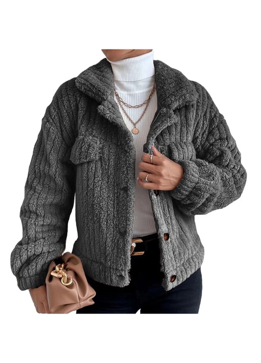 Női kabát, poliészter, sötétszürke