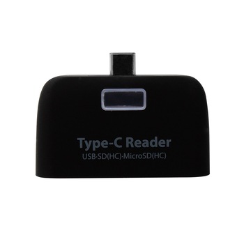 Mini OTG smart card reader cu led 4 in 1 Usb/TF/SD/ Type-c, negru Mini OTG smart card reader cu led 4 in 1 Usb/TF/SD/ Type-c, negru