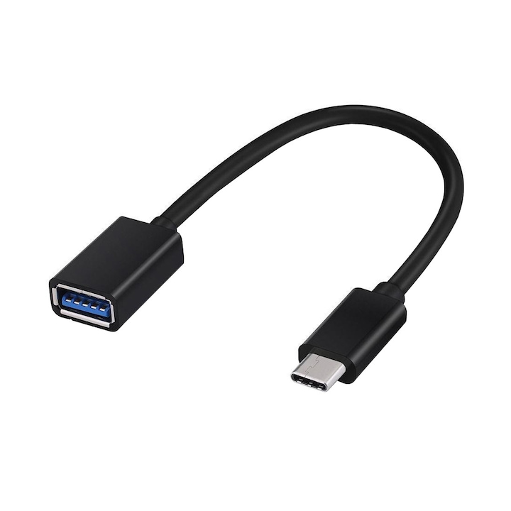 OTG USB-C USB 3.0 Type-C мъжки към USB 3.0 женски 15 см адаптер кабел, черен