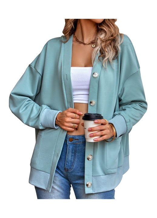 Női kabát, hosszú ujjú, tiszta szín, poliészter, alkalmi fazon, zsebekkel