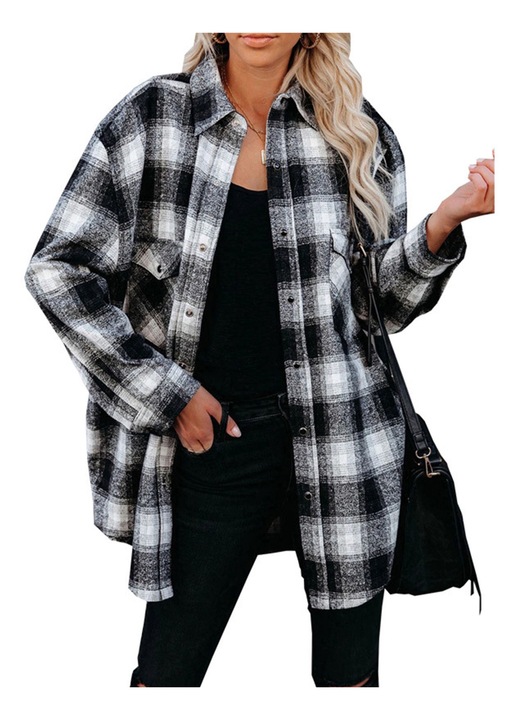 Női alkalmi ing, kockás, poliészter, többszínű