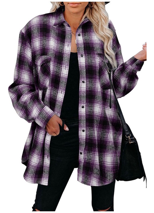 Női alkalmi ing, poliészter, klasszikus kockás mintás, többszínű