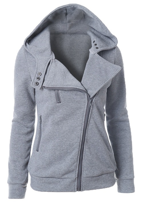 Női kabát, kapucnival, poliészter, szürke