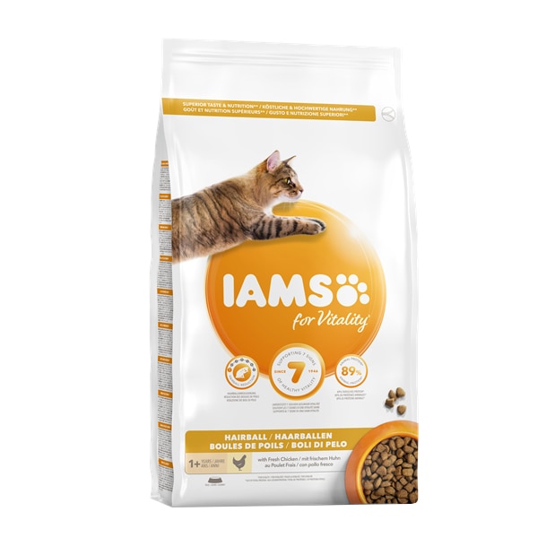 Hrana uscata pentru pisici IAMS Vitality, Adult Hairball, Pui, 10kg