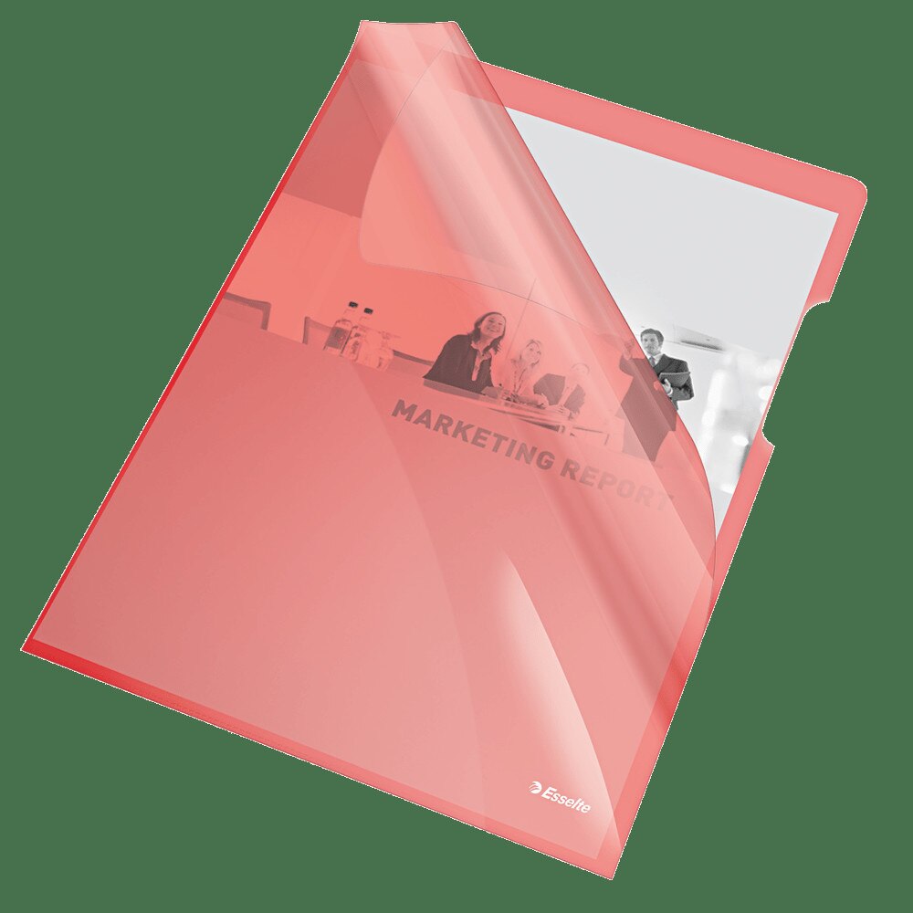 Mapa plastic Esselte, Cristal, A4, 150 microni, 25 bucati/set, rosu