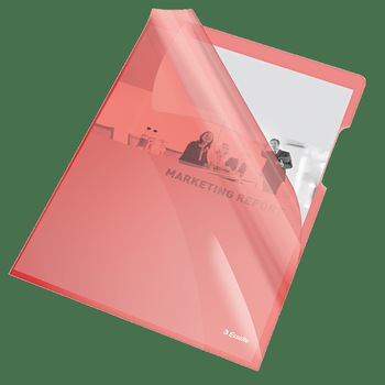 Mapa plastic Esselte, Cristal, A4, 150 microni, 25 bucati/set, rosu Mapa plastic Esselte, Cristal, A4, 150 microni, 25 bucati/set, rosu