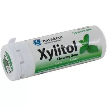 Guma Miradent Xylitol, Spearmint, 30 pastile, 30g, de la 3 ani Guma Miradent Xylitol, Spearmint, 30 pastile, 30g, de la 3 ani