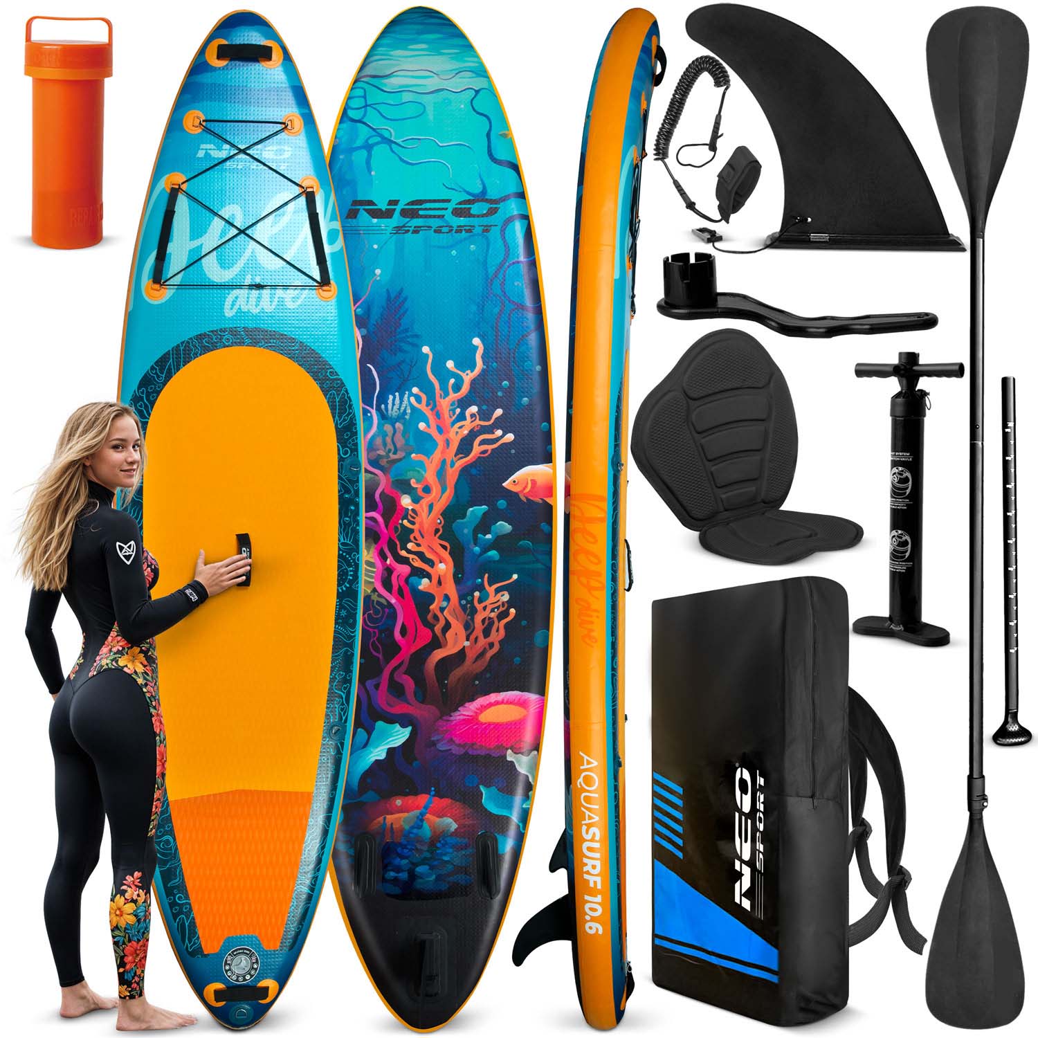 Placa SUP Neo-Sport, Aquasurf, 320x84x15 cm, 13kg, cu accesorii