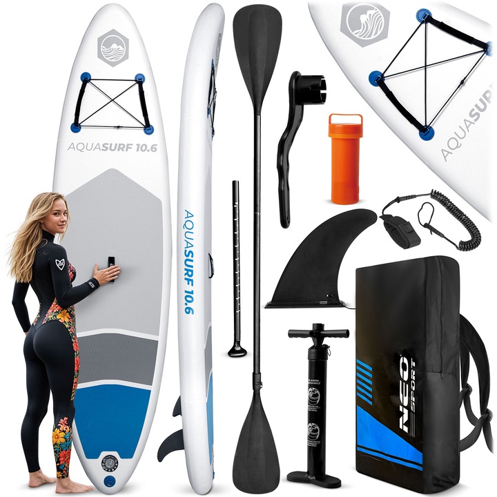 Neo-Sport SUP deszka, Aquasurf, komplett szett, 320x84x15cm, 13kg, Max 150kg