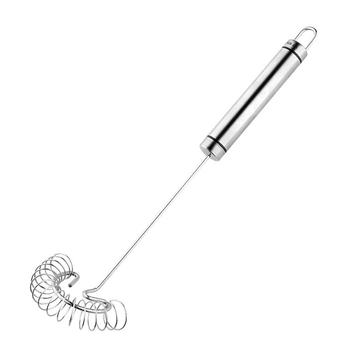 Dispozitiv pentru amestecare usoara, teluri spiralate din otel inoxidabil pentru a ajunge la margini, se poate spala in masina de spalat vase pentru gatit, amestecare, mixare, depozitare simpla, portabil in bucatarie