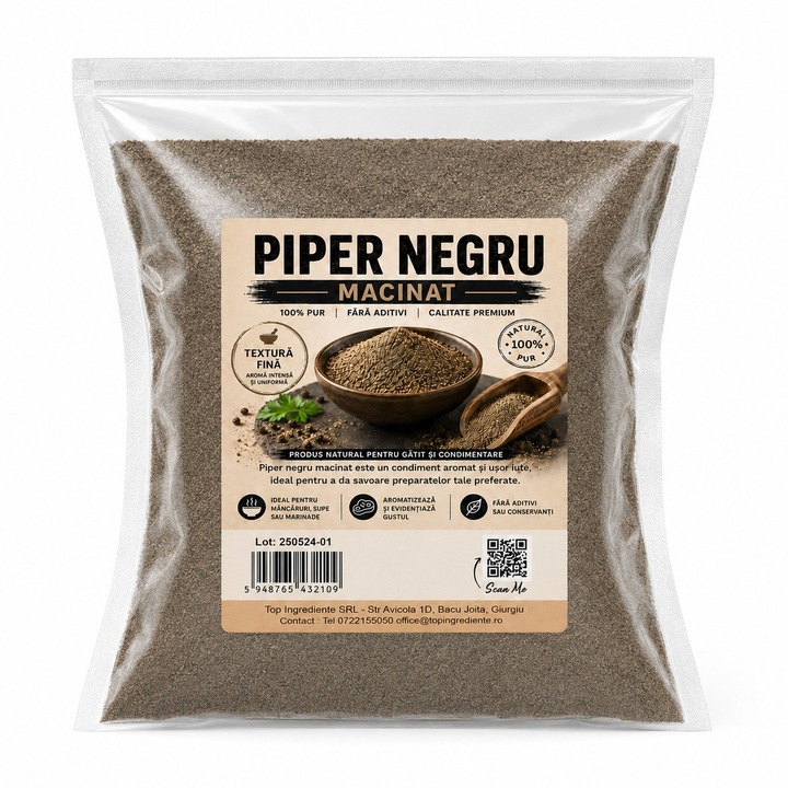 Piper Negru Macinat, Punga 500g