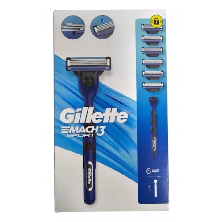Aparat de ras Gillette Mach 3 Sport 1 maner + 6 rezerve