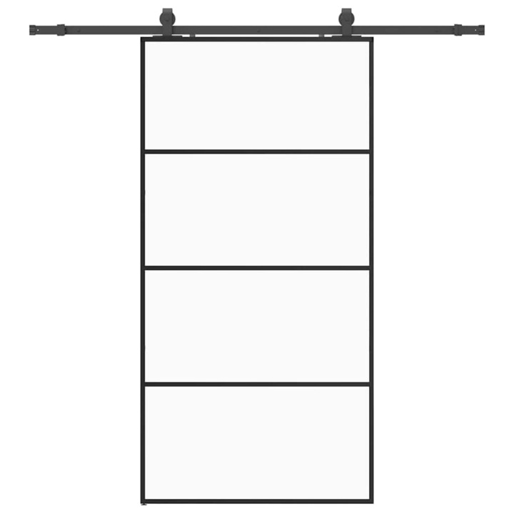 Usa glisanta cu set de feronerie vidaXL, neagra, 102, 5x205 cm, Sticla ESG, 36.31 Kg 3375860