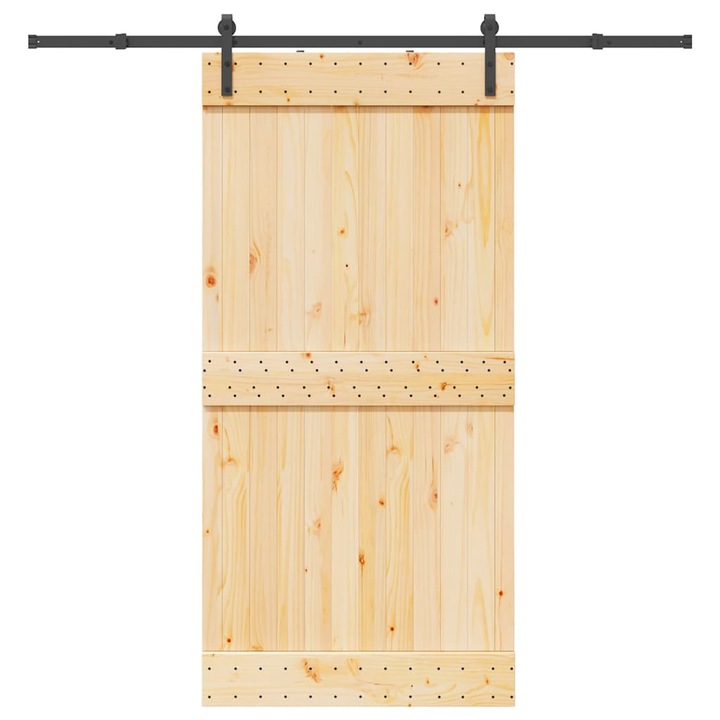 Usa glisanta cu set feronerie vidaXL, 100x210 cm, lemn masiv de pin, 31.76 Kg 3332663