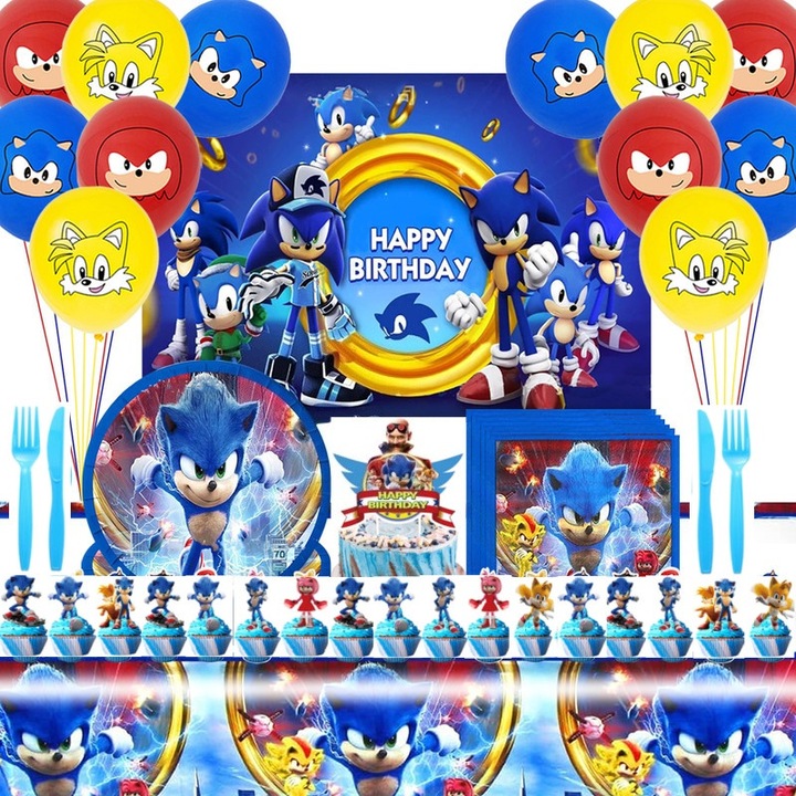 Set de accesorii pentru petrecere 10 persoane, Vasjamelarie de petrecere, Fundal, Balon, Materiale pentru petrecere de nastere