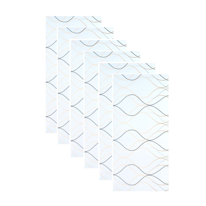 Комплект от 6 самозалепващи се декоративни панела с алуминиево фолио, мраморен ефект, покрита площ 1,08 м², Naimeed D7110, 60x30 см, бял